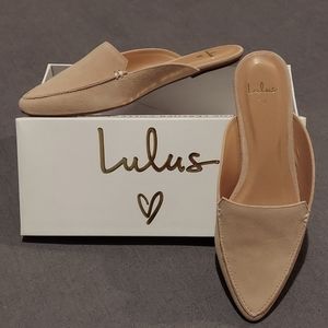 LULU'S Leather loafer slides nude